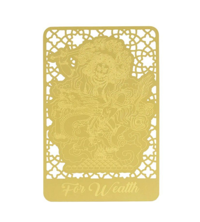 Золотая карточка "Белый Джамбала" с талисманом богатства