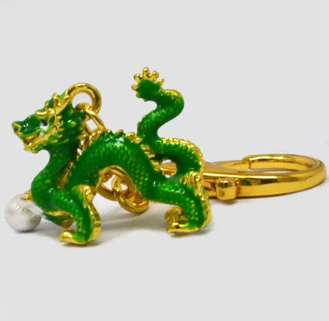 Брелок "Зелёный дракон с жемчужиной"