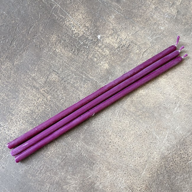 Свеча фиолетовая тонкая набор из 3 шт