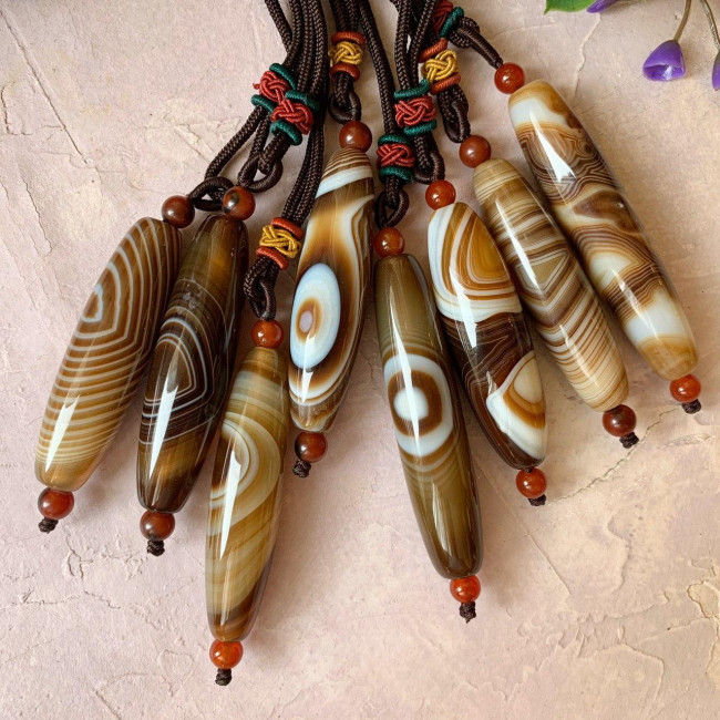 Подвеска с бусиной Дзи из агата (большая)