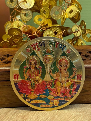 Наклейка круглая "Лакшми и Ганеша"