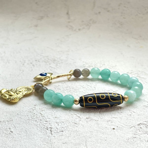 Браслет " Процветание и защита денег" из граненого голубого агата