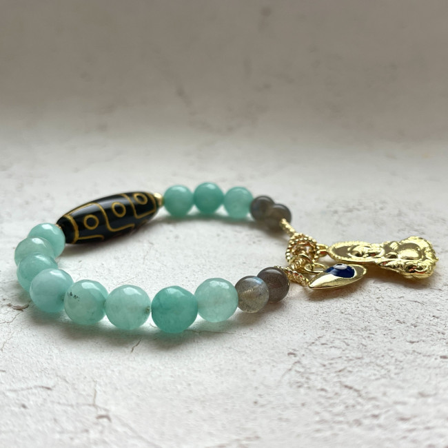 Браслет " Процветание и защита денег" из граненого голубого агата Браслет " Процветание и защита денег" из граненого голубого агата