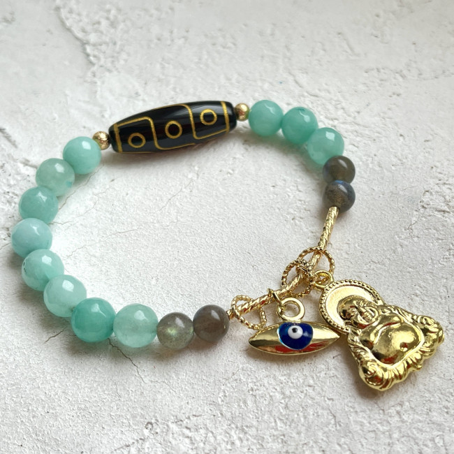 Браслет " Процветание и защита денег" из граненого голубого агата Браслет " Процветание и защита денег" из граненого голубого агата