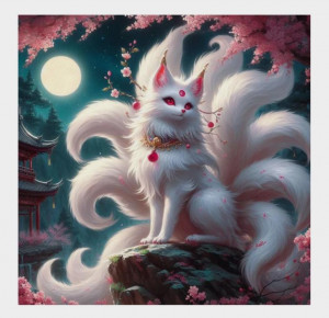 Ламинированная карточка "Белая девятихвостая лиса"