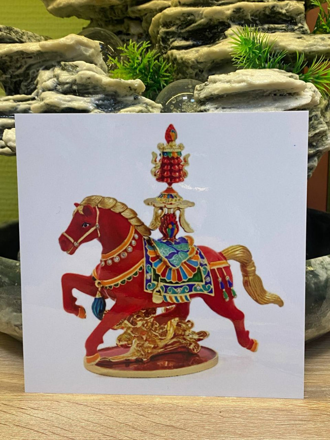 Ламинированная карточка " Конь-ветра" для успеха, защиты и прорывной удачи