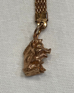 Брелок "Свинья" (латунь позолоченная) красное золото