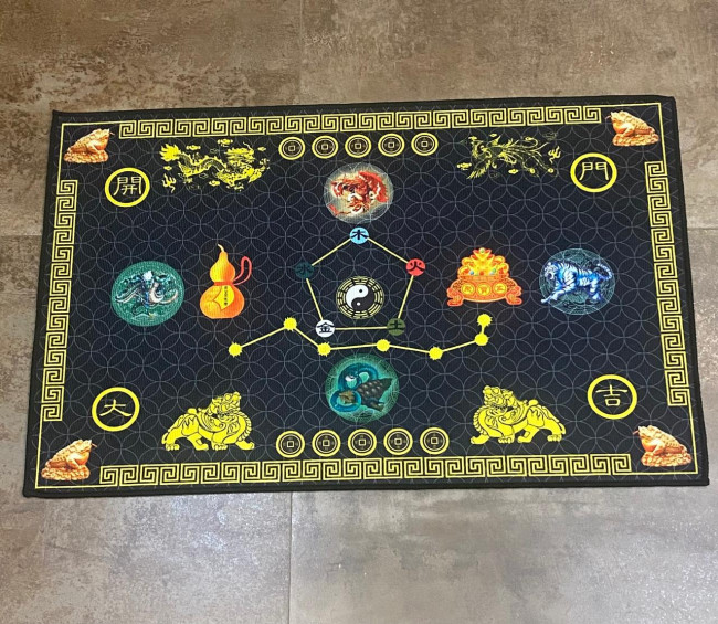 Ковёр напольный  "Процветание дома" (черный) с символами фен-шуй 2025