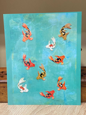 Ламинированная карточка «9 карпов кои»