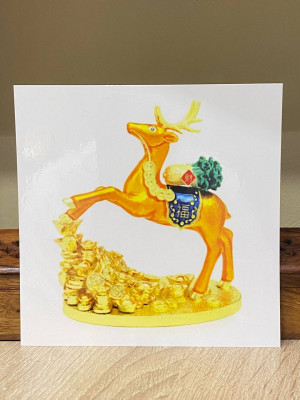 Ламинированная карточка «100 Благословений Энергичного Оленя» для процветания и богатства