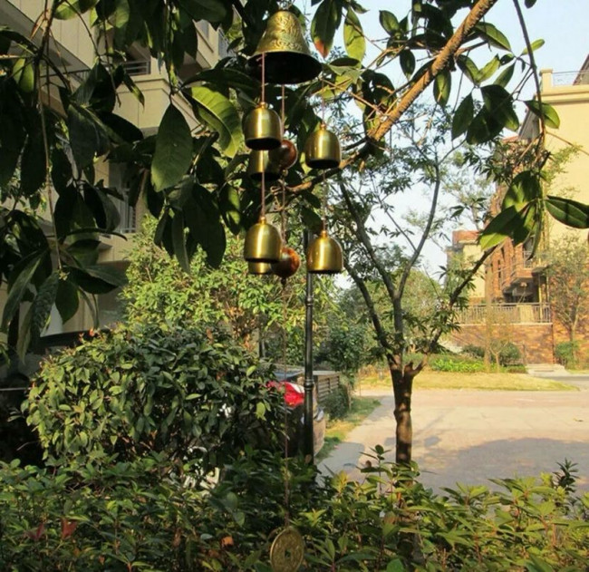 Музыка ветра "Колокольчик дракон и феникс с китайской монетой"