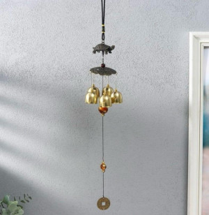 Музыка ветра "Черепаха на монетах" с 5-ю колокольчиками