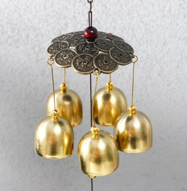 Музыка ветра "Черепаха на монетах" с 5-ю колокольчиками