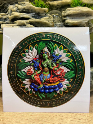 Наклейка "Зеленая Тара с цветами"