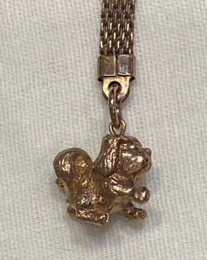 Брелок "Собака" (латунь позолоченная) красное золото