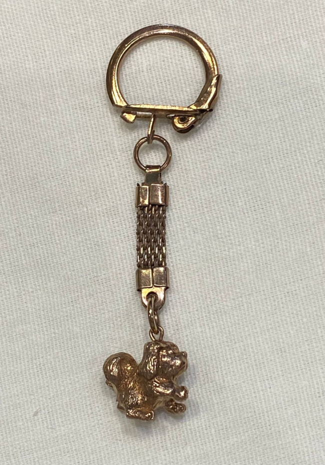 Брелок "Собака" (латунь позолоченная) красное золото