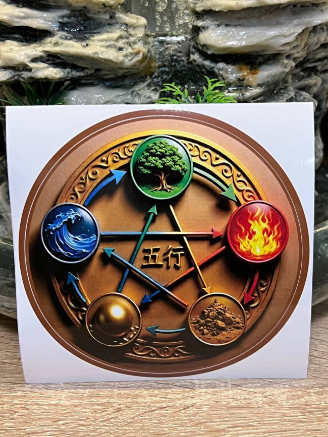 Наклейка-амулет "Пять элементов У-СИН (огонь,дерево,металл,вода)"