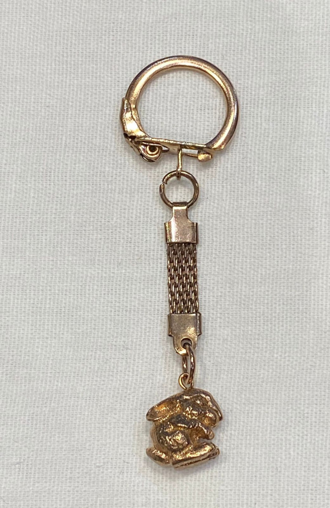 Брелок "Кролик" (латунь позолоченная) красное золото