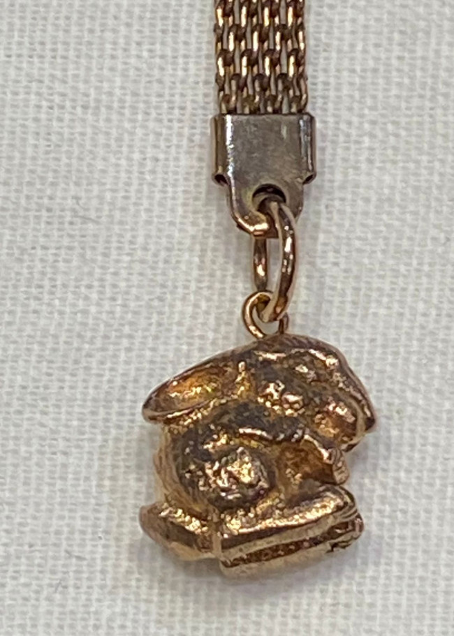 Брелок "Кролик" (латунь позолоченная) красное золото