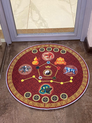 Ковер напольный круглый "Процветание дома" (коричневый)