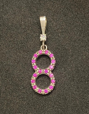 Подвека "Восьмёрка" с фианитом и рубином