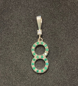 Подвека "Восьмёрка" с изумрудом  и фианитом