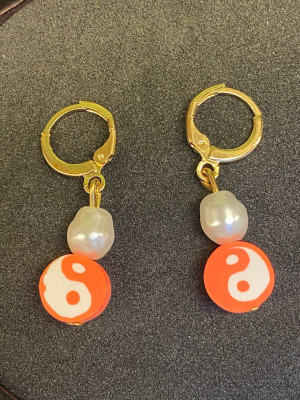 Серьги "Инь Ян с жемчужинками" для гармонии