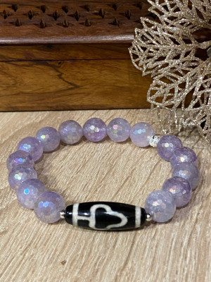 Бусина Дзи" Бодхи" в браслете из кристалла "Аврора"