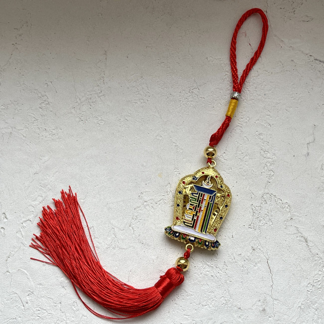 Подвеска Калачакра с кисточкой красная Подвеска Калачакра с кисточкой красная