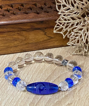 Бусина Дзи " Богиня Тара" в браслете из горного хрусталя