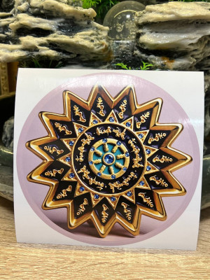 Наклейка-талисман "Колесо 15 Хум" защищает от негатива и плохой энергии Наклейка-талисман "Колесо 15 Хум" защищает от негатива и плохой энергии