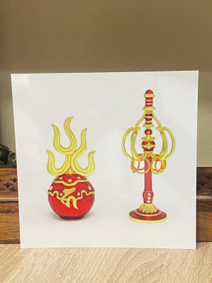 Ламинироваанная карточка "Кшитигарбха Огненный шар и посох"