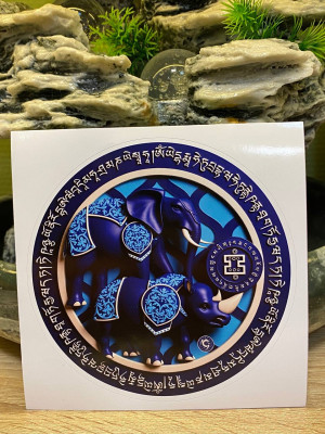 Наклейка-амулет  "Защита от звезды 7" слон носорог