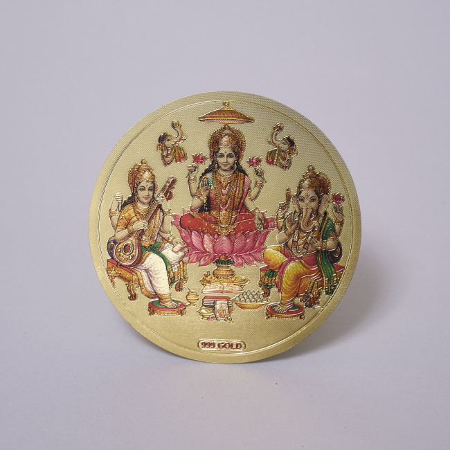 Наклейка круглая Лакшми Сарасвати Ганеша Наклейка круглая Лакшми Сарасвати Ганеша