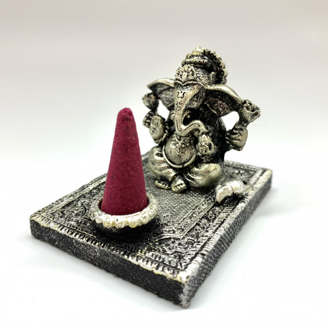 Подставка для благовоний с Ганешей (серебро)