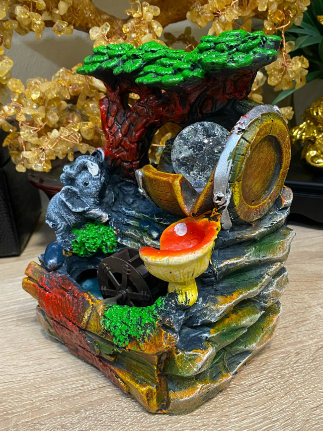 Фонтан настольный "Слон у древа жизни" (с подсветкой)