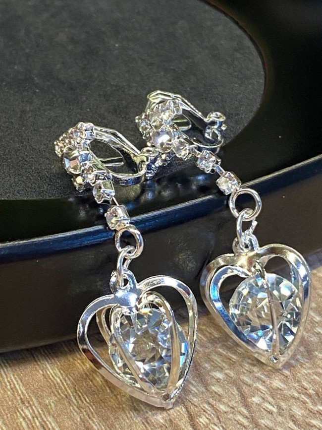 Серьги-клипсы "Кристальное сердце" для гармонии и любви