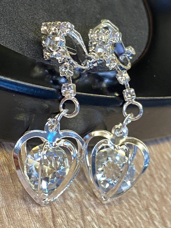 Серьги-клипсы "Кристальное сердце" для гармонии и любви
