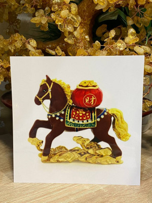 Ламинированная карточка "Лошадь процветания несущая горшок золота"