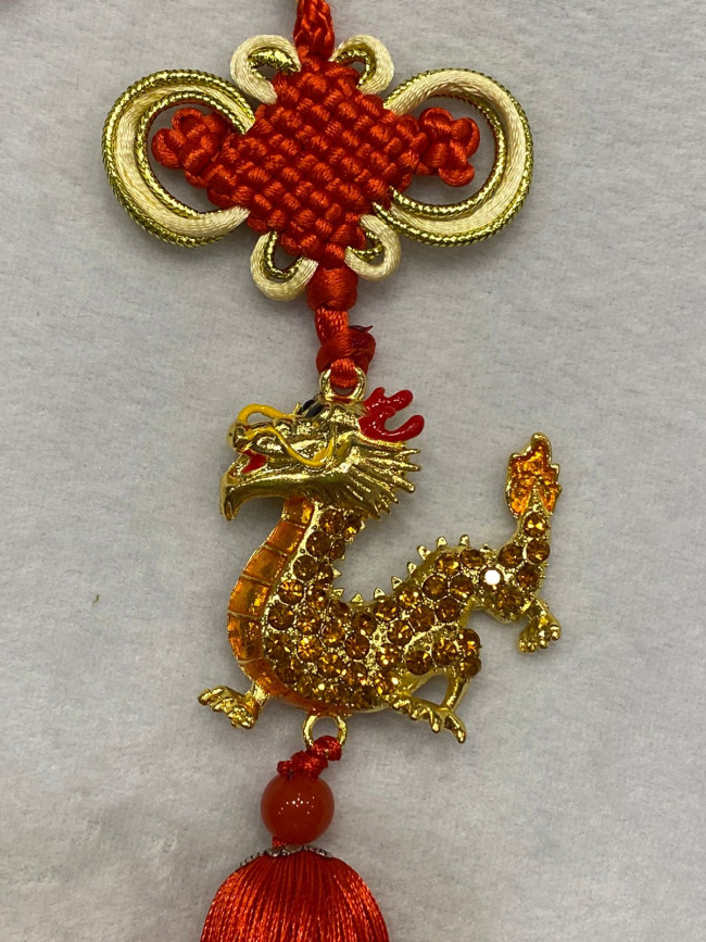 Подвеска с драконом и мистическим узлом (оранжевая) Подвеска с драконом и мистическим узлом (оранжевая)