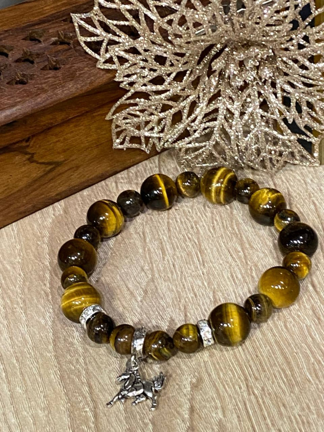 Браслет из тигрового глаза с лошадью символ года 2026 Браслет из тигрового глаза с лошадью символ года 2026