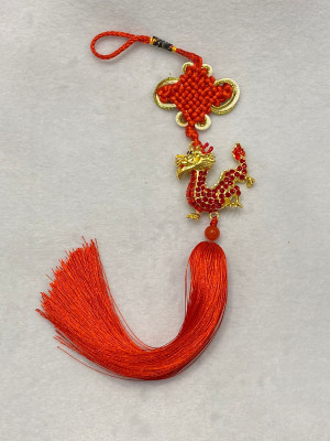 Подвеска с драконом и мистическим узлом (красная) Подвеска с драконом и мистическим узлом (красная)