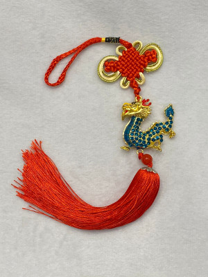 Подвеска с драконом и мистическим узлом (синяя) Подвеска с драконом и мистическим узлом (синяя)