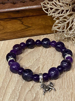 Браслет из аметиста с лошадью символ года 2026 Браслет из аметиста с лошадью символ года 2026