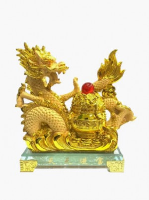 Фигурка "Дракон золотой " на стеклянной подставке