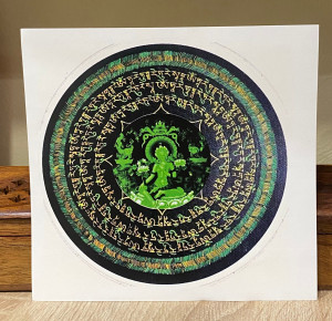 Наклейка "Зеленая Тара с мантрами"