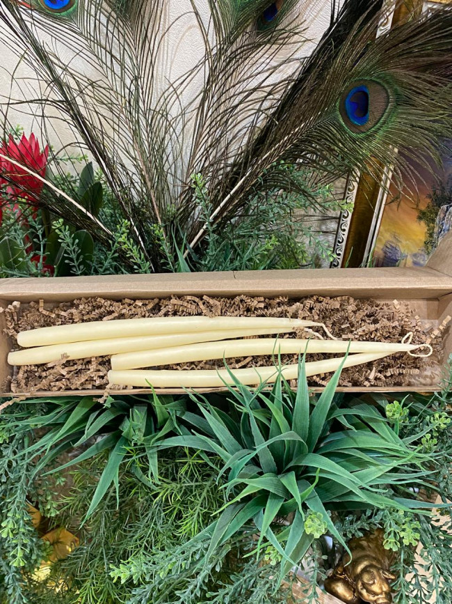 Набор для дома и медитаций "Белые восковые свечи маканые"