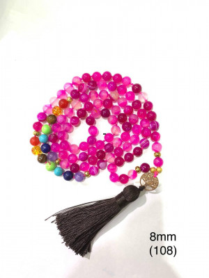 Чётки 7 чакр из малинового агата с древом жизни