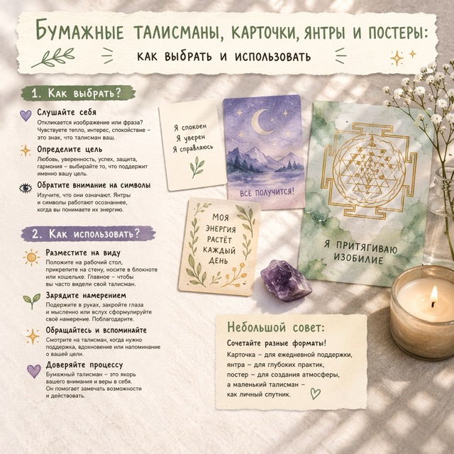 Бумажные талисманы, карточки, янтры и постеры